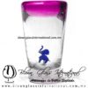 Tequilero Cónico con Elefante y borde Pintado Rosa Mexicano Fucsia Fiusha. Fábrica de Vidrio Soplado Artesanal, made in México - Blown Glass Factory Store Tonala, Handcraft, Handmade.