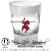 Tequilero Cónico con Elefante y borde Blanco. Fábrica de Vidrio Soplado Artesanal, made in México - Blown Glass Factory Store Tonala, Handcraft, Handmade.