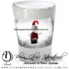 Tequilero Cónico con Santa Claus y Borde de Color Blanco. Fábrica de Vidrio Soplado Artesanal, made in México - Blown Glass Factory Store Tonala, Handcraft, Handmade.