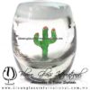 Tequilero Barril con Cactus y borde de color. Fábrica de Vidrio Soplado Artesanal, made in México - Blown Glass Factory Store Tonala, Handcraft, Handmade.