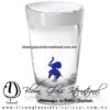 Tequilero Cónico con Elefante y borde Blanco. Fábrica de Vidrio Soplado Artesanal, made in México - Blown Glass Factory Store Tonala, Handcraft, Handmade.