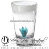 Tequilero Cónico con Agave y borde Blanco Opalino. Fábrica de Vidrio Soplado Artesanal, made in México - Blown Glass Factory Store Tonala, Handcraft, Handmade.