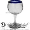 Copa vino Bola con borde de color, Fábrica de Vidrio Soplado Artesanal, made in México - Blown Glass Factory Store Tonala, Handcraft, Handmade.