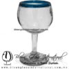 Copa vino Bola con borde de color, Fábrica de Vidrio Soplado Artesanal, made in México - Blown Glass Factory Store Tonala, Handcraft, Handmade.
