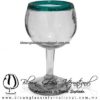 Copa vino Bola con borde de color, Fábrica de Vidrio Soplado Artesanal, made in México - Blown Glass Factory Store Tonala, Handcraft, Handmade.