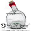 Licorera Bola Acanalada con cuello torcido con borde de color Rojo, Fábrica de Vidrio Soplado Artesanal, made in México - Blown Glass Factory Store Tonala, Handcraft, Handmade. Licorera Bola Acanalada con cuello torcido con borde de color Rojo, Fábrica de Vidrio Soplado Artesanal, made in México - Blown Glass Factory Store Tonala, Handcraft, Handmade.