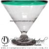 Copa Martini Postre Borde de Color. Fábrica de Vidrio Soplado Artesanal, made in México - Blown Glass Factory Store Tonala, Handcraft, Handmade.