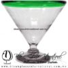 Copa Martini Postre Borde de Color. Fábrica de Vidrio Soplado Artesanal, made in México - Blown Glass Factory Store Tonala, Handcraft, Handmade.