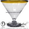 Copa Martini Postre Borde de Color. Fábrica de Vidrio Soplado Artesanal, made in México - Blown Glass Factory Store Tonala, Handcraft, Handmade.