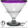 Copa Martini Postre Borde de Color. Fábrica de Vidrio Soplado Artesanal, made in México - Blown Glass Factory Store Tonala, Handcraft, Handmade.