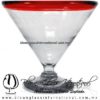 Copa Martini Postre Borde de Color. Fábrica de Vidrio Soplado Artesanal, made in México - Blown Glass Factory Store Tonala, Handcraft, Handmade.