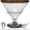 Copa Martini Postre Borde de Color. Fábrica de Vidrio Soplado Artesanal, made in México - Blown Glass Factory Store Tonala, Handcraft, Handmade.