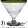 Copa Martini Postre Borde de Color. Fábrica de Vidrio Soplado Artesanal, made in México - Blown Glass Factory Store Tonala, Handcraft, Handmade.
