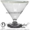Copa Martini Postre Borde de Color. Fábrica de Vidrio Soplado Artesanal, made in México - Blown Glass Factory Store Tonala, Handcraft, Handmade.