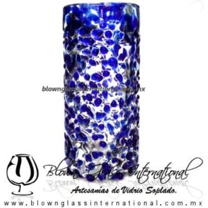 Tequilero Cilíndrico Granizado de color. Fábrica de Vidrio Soplado Artesanal, made in México - Blown Glass Factory Store Tonala, Handcraft, Handmade.