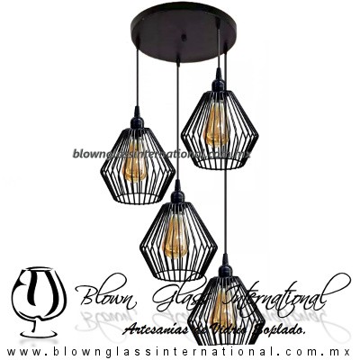 Lámpara colgante Rejilla Diamante Tupida Industrial Vintage - Imagen 9