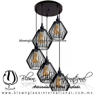 Lámpara colgante Rejilla Diamante Tupida Industrial Vintage - Imagen 7