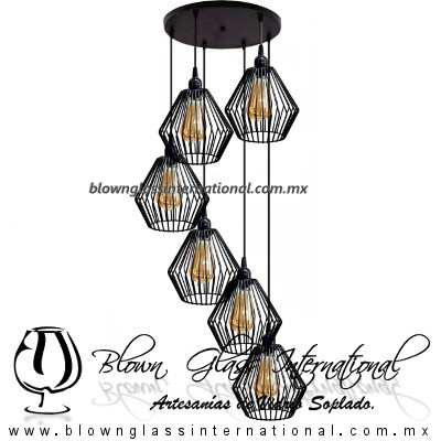 Lámpara colgante Rejilla Diamante Tupida Industrial Vintage - Imagen 6
