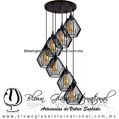 Lámpara colgante Rejilla Diamante Tupida Industrial Vintage - Imagen 5