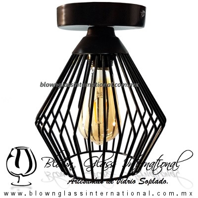 Lámpara colgante Rejilla Diamante Tupida Industrial Vintage - Imagen 3