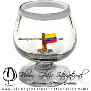 Copa Coñac Con Bandera de Colombia Borde y Pie de color