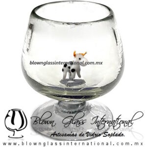 Copa Coñac Cristal Artesanal Con Figura de Vaca