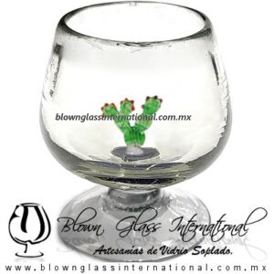 Copa Coñac Cristal Artesanal Con Figura de Nopal