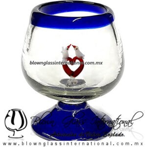 Copa Coñac Con Corazón y Palomas Borde y Pie de Color