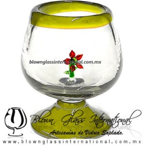 Copa Coñac Con Nochebuena Borde y Pie de Color