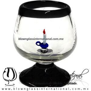 Copa Coñac Con Candelabro Borde y Pie de Color