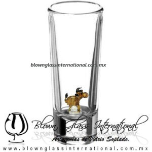 Tequilero Cónico Industrializado Cristal con Toro Ámbar