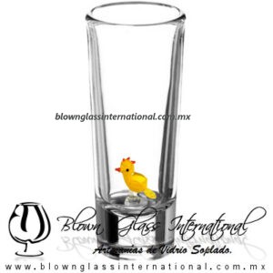 Tequilero Cónico Industrializado Cristal con Pollito Amarillo