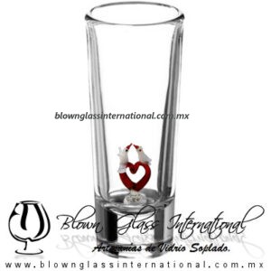 Tequilero Cónico Industrializado Cristal con Corazón y Palomas