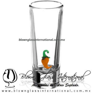 Tequilero Cónico Industrializado Cristal con Chile Naranja