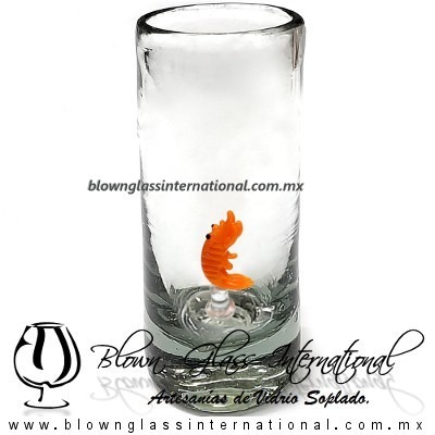 Tequilero Cilíndrico Cristal Con Camarón - Imagen 1