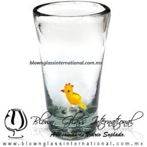 Tequilero Cónico Cristal con Pollito Amarillo