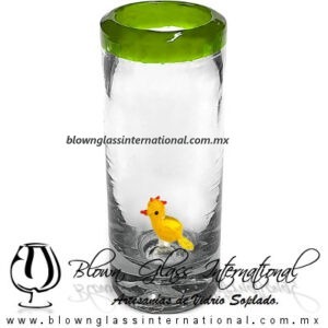 Tequilero Cilíndrico Borde de Color con Pollito Amarillo