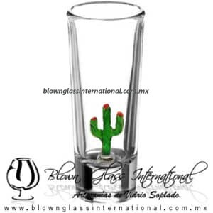 Tequilero Cónico Industrializado Cristal con Cactus